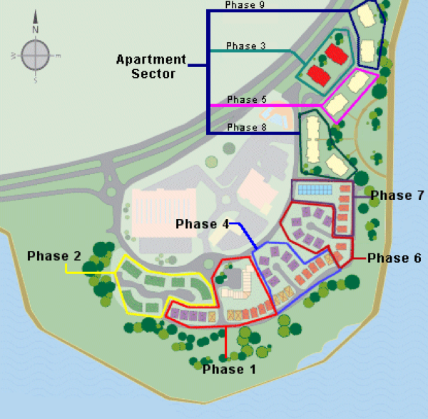 Map of Jacobs Island showing development phases and blocks
