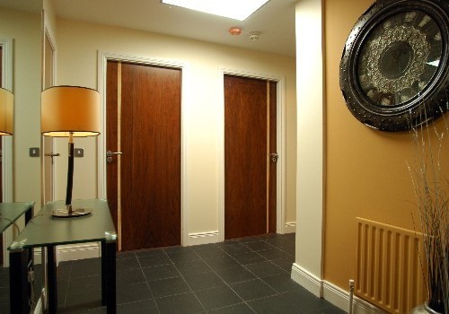 Photograph of hallway at Jacobs Island apartments