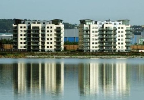 Photograph of Jacobs Island Apartments from harbour